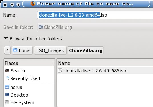 Окно сохранения iso-образа Clonezilla